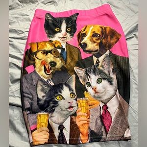 Hot pink, black milk, cat dog having a beer skirt